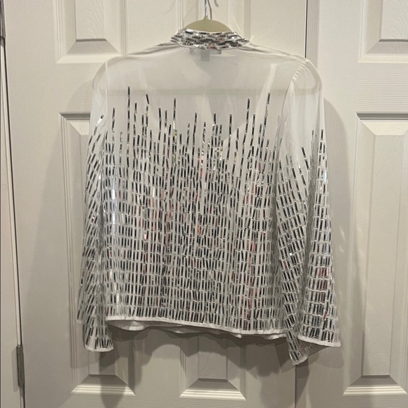 NWT-Boston Proper White Blouse with Silver Accents - Picture 10 of 13